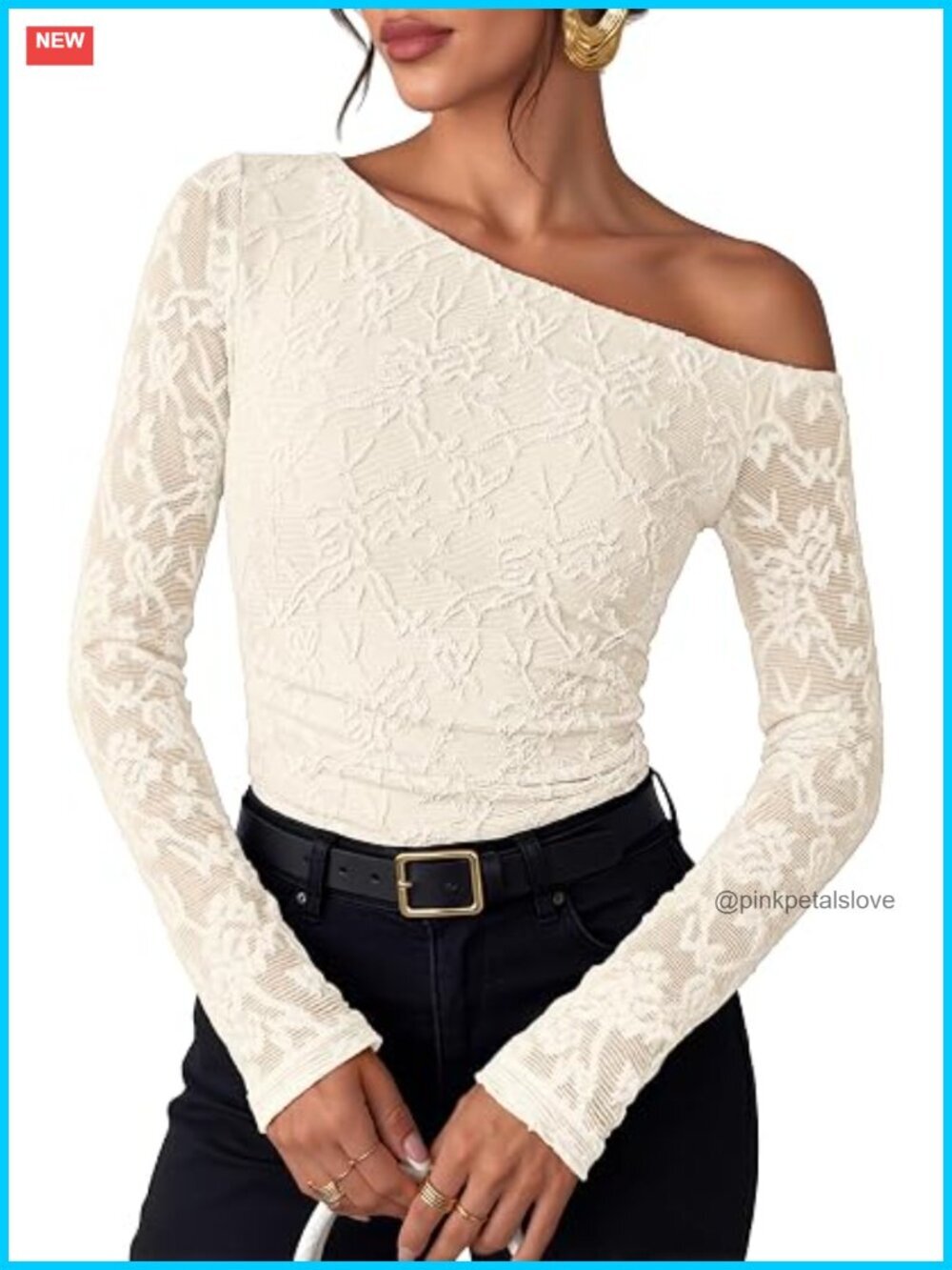 Off Shoulder Lace Long Sleeve Ruched Waist Going Out Top